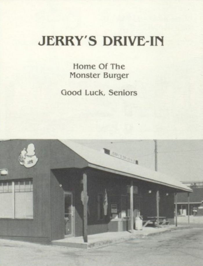 Jerrys Drive-In - Montcalm High School Yearbook Ad 1980S